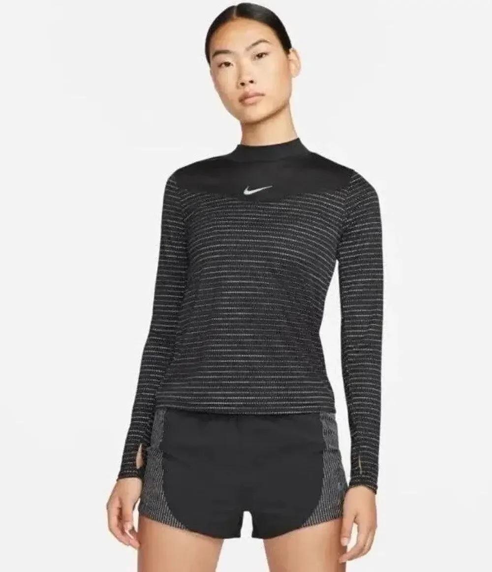 Nike Dri-FIT Run Division Long Sleeve Running Top Women’s Sz L Black DV7243-010